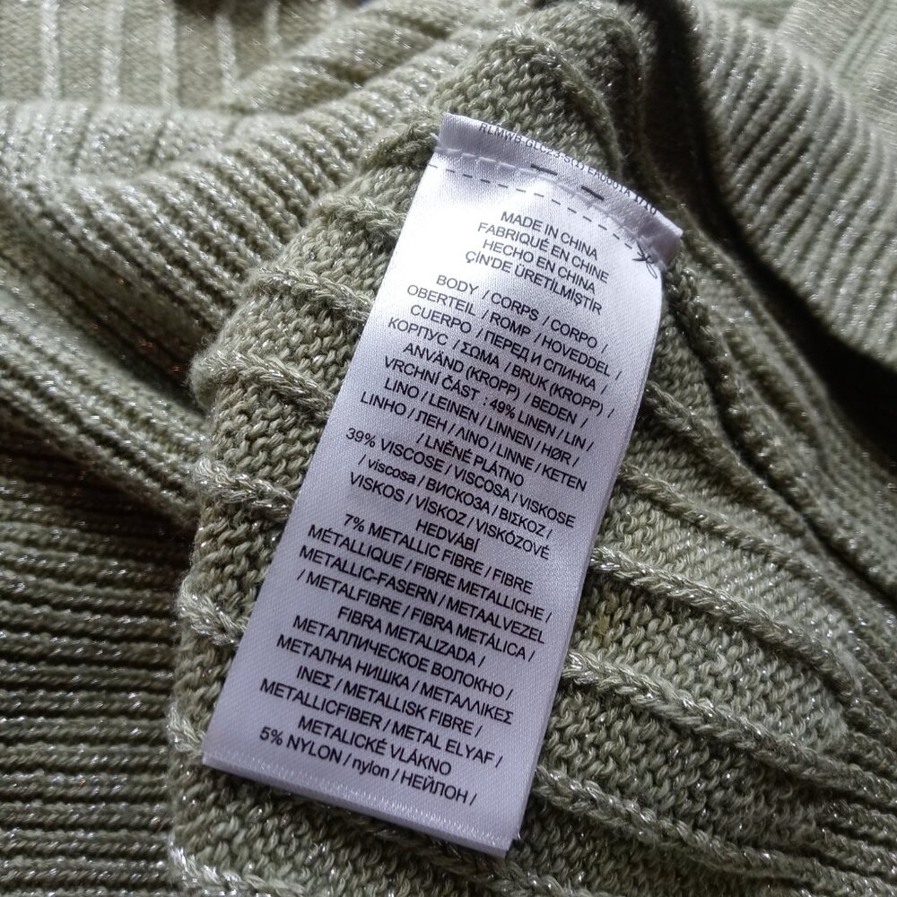 LAUREN RALPH LAUREN metallic rib knit sweater tank top in light olive (XL) - Picture 9 of 9